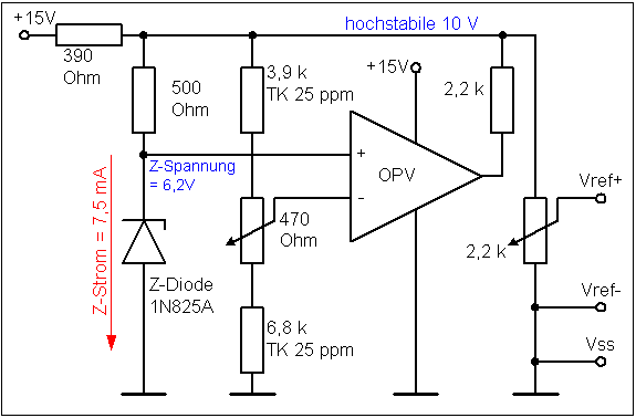 Referenzspannungsquelle mit hoher Stabilit�t und
                kleinem TK